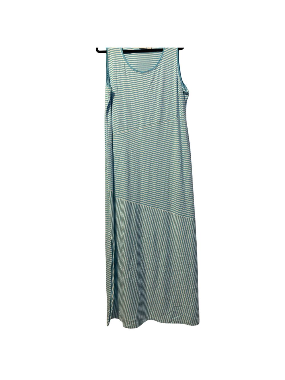 Zenergy by Chico's Pamela Maxi Dress Blue White Asymmetrical Stripe Sz 3/L